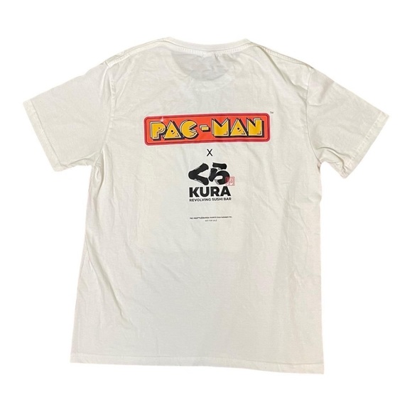 Kura Sushi Pac-man video game Insert Plates graphic t-shirt in white doublesided - Picture 6 of 10